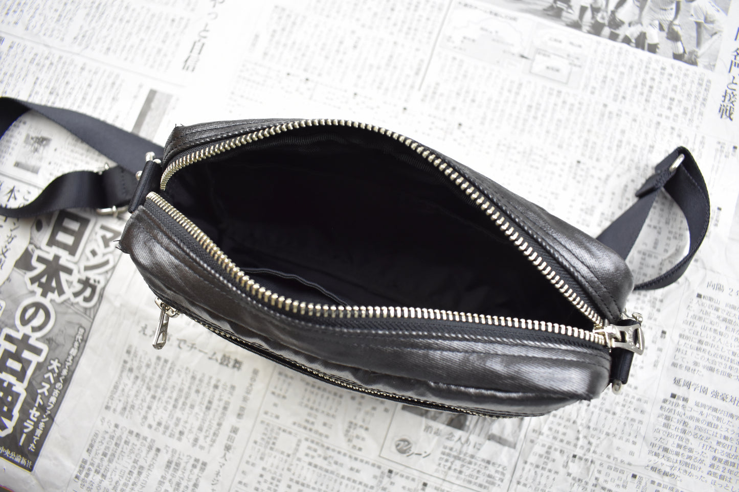 Coated Black Pouch Bag