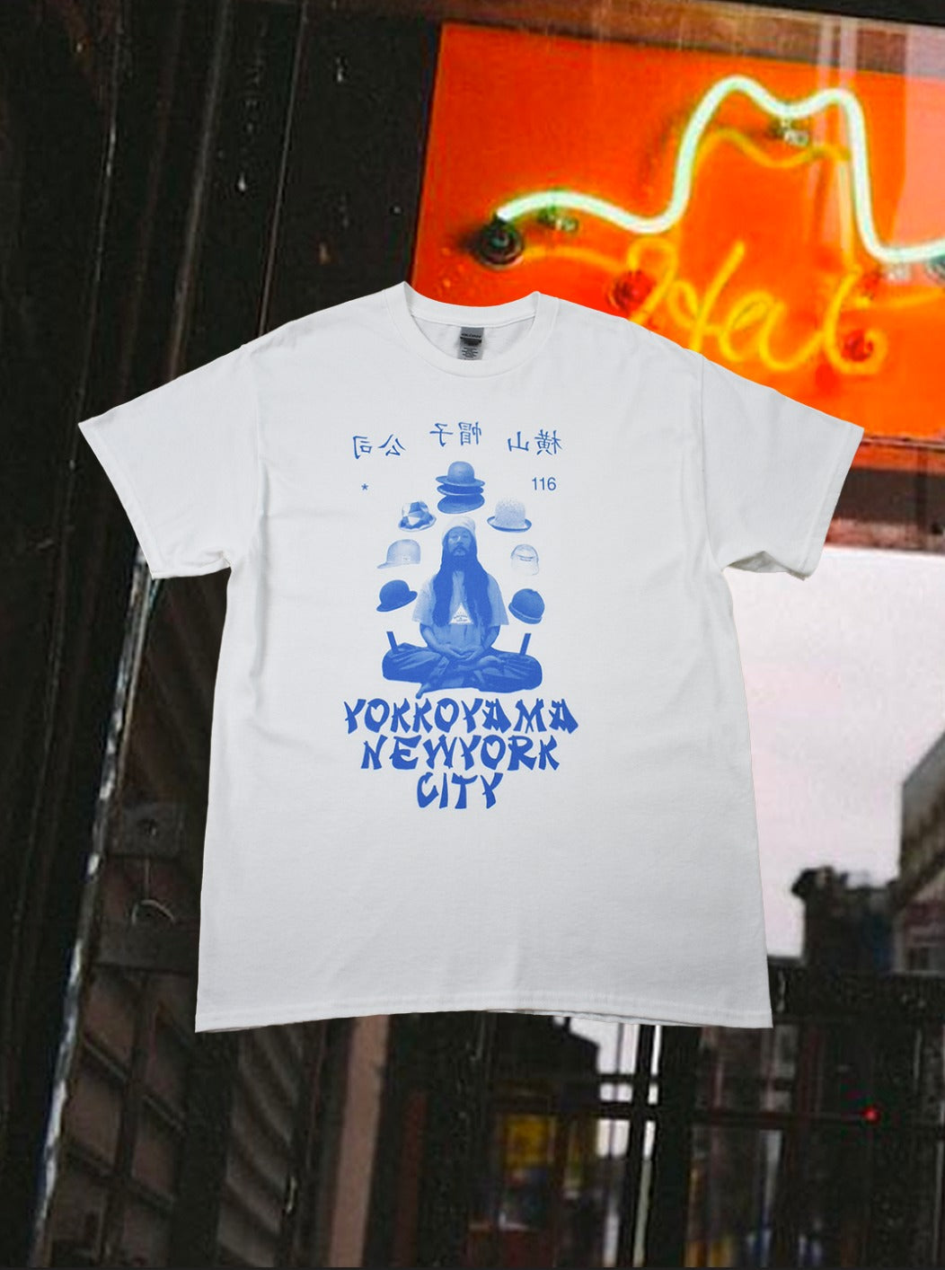 [White] Blue Buddha T-Shirt